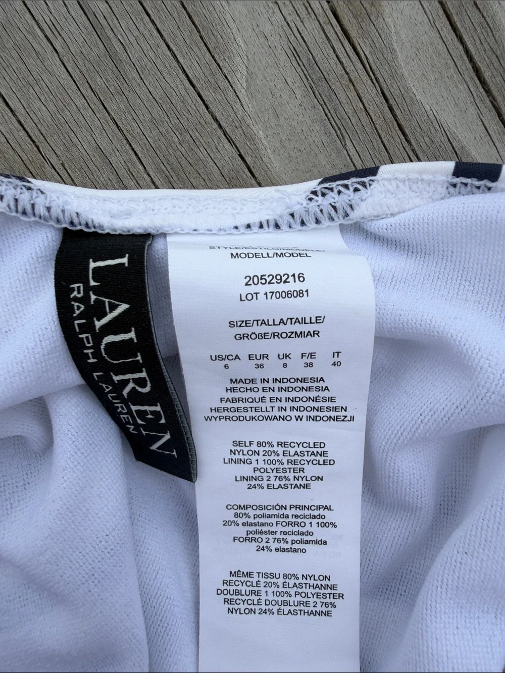 Ralph Lauren Navy & White Striped Lace-Up One-Piece Swimsuit